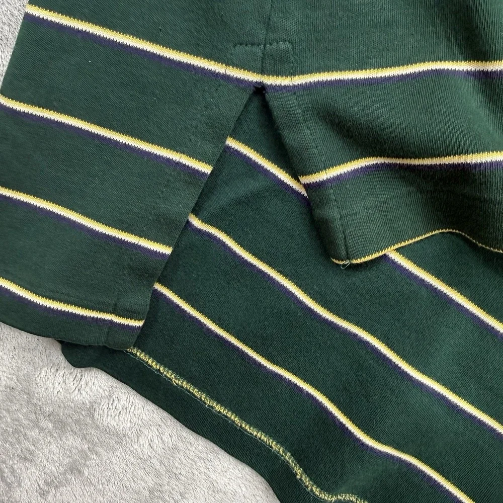 Vintage Ralph Lauren Custom Fit Polo Shirt Green Striped Short Sleeve Size XL